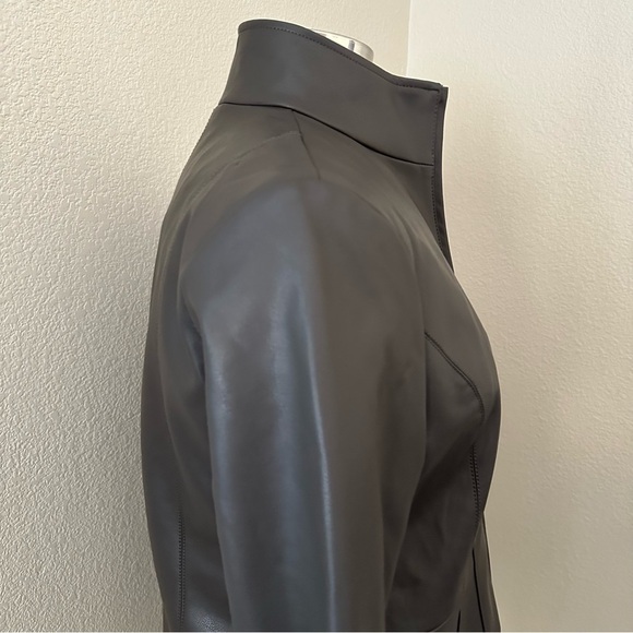 NWOT KENNETH COLE GRAY FAUX LEATHER STANDUP COLLAR ZIP JACKET Size M - Picture 8 of 14